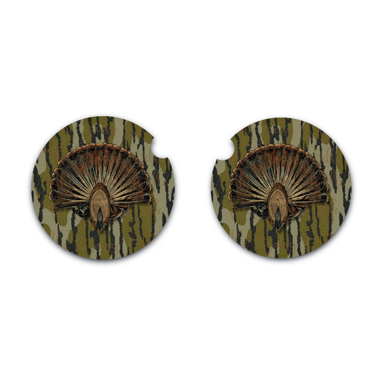 Turkey Timber Camo Car Coasters, Set of Two, Neoprene Car Cup Holder, Interior Car Accessories