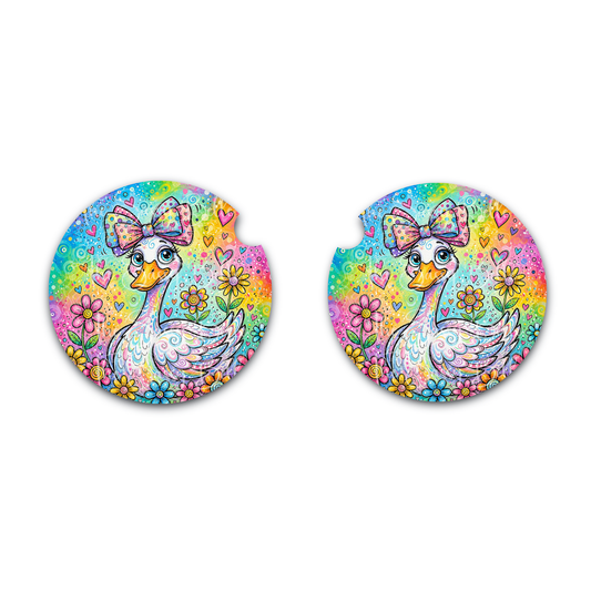 Silly Goose Car Coasters, Set of Two, Neoprene Car Cup Holder, Interior Car Accessories