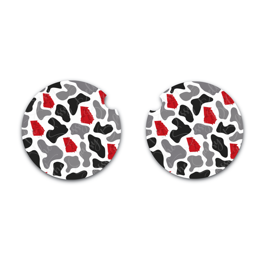 State of Georgia Duck Camo Car Coasters, Set of Two, Neoprene Car Coasters