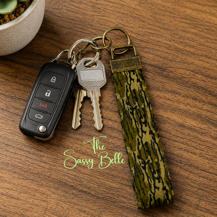Camouglage Keychain Strap | Bottomland Inspired Camo | Handmade Cotton 5.5" Keychain | Car Key Holder