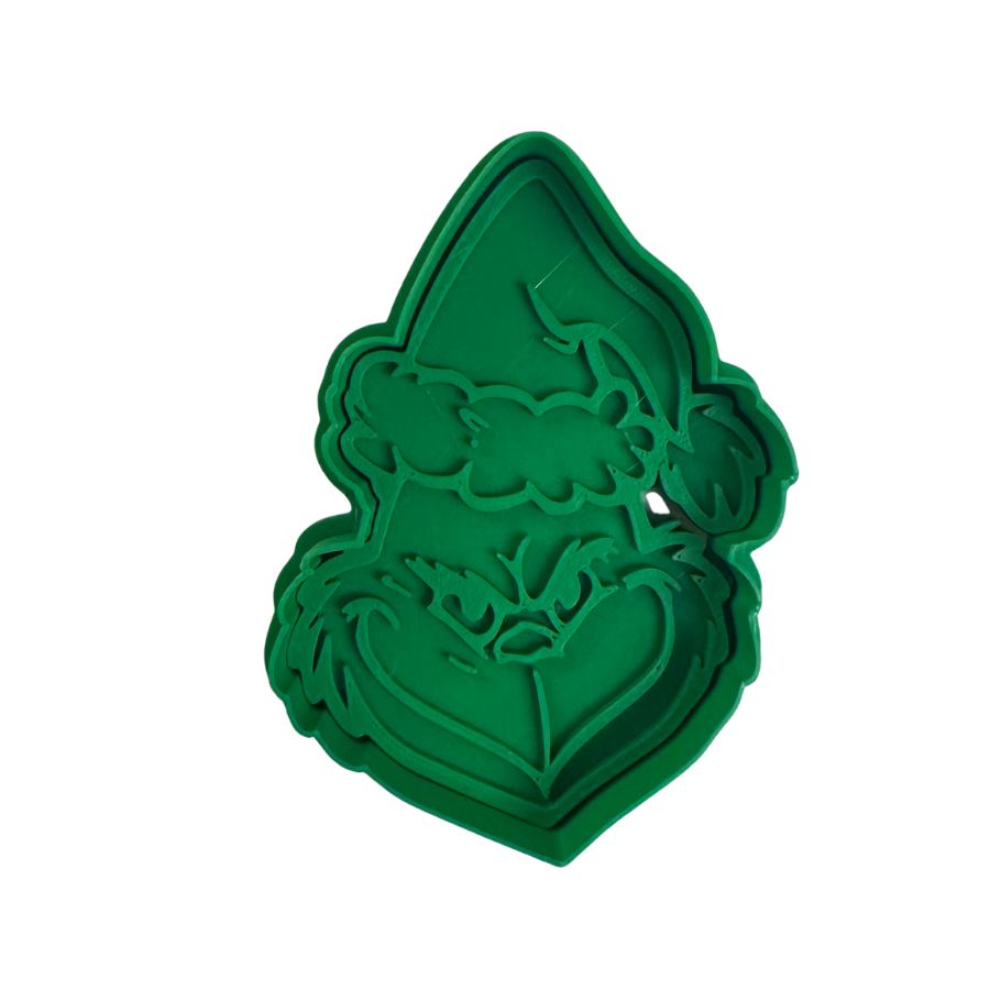 Grinch Santa Hat Cookie Cutter & Stamp Set | Christmas Cookie Cutter