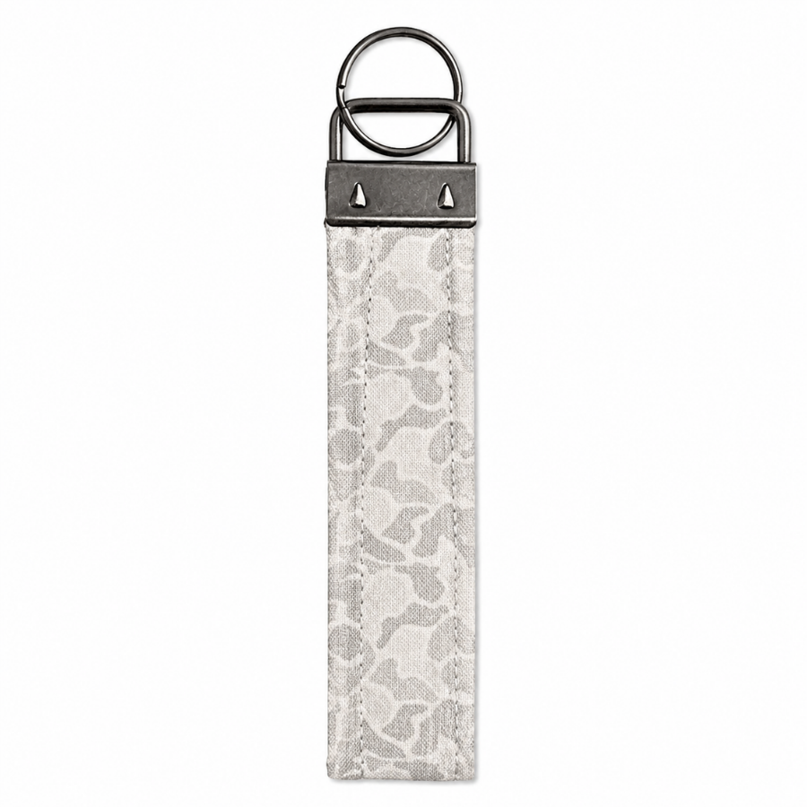 Camo Keychain Strap, White Duck Camo, Handmade Fabric Keychain, Car Key Holder 5.5 inches
