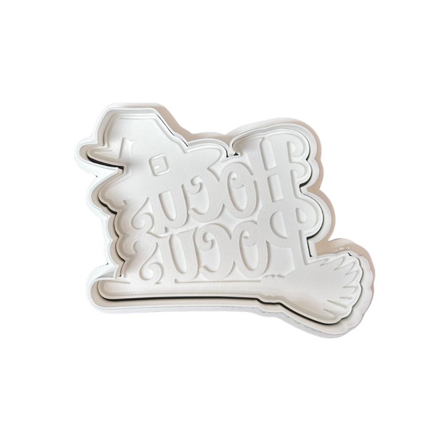 Hocus Pocus Cookie Cutter & Stamp | Halloween Cookie Cutter | Witch Hat & Broom | 3D Printed PLA | Available as Cutter, Stamp, or Complete Set