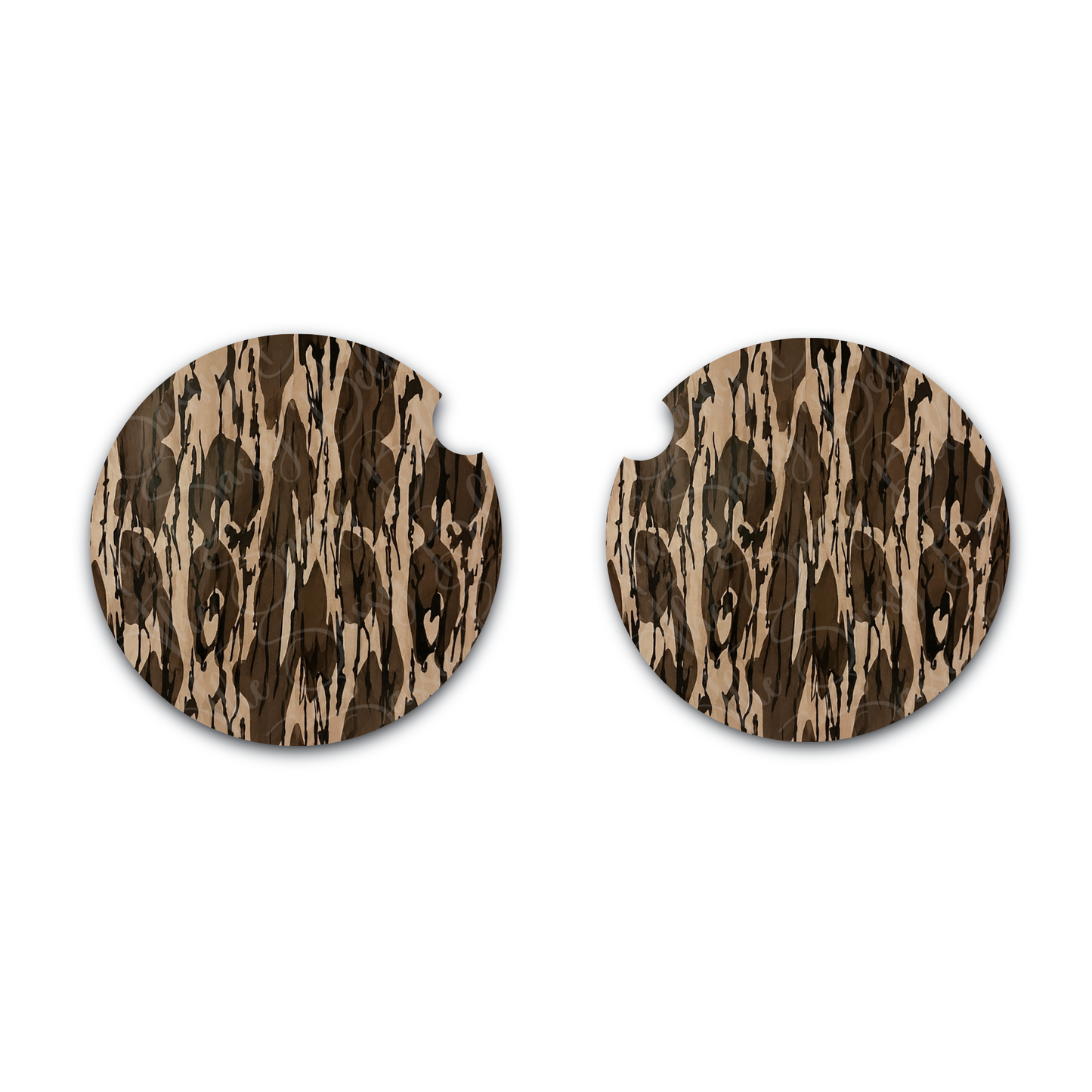 Camo Car Coasters, Brown Bottomland Inspired Camo, Neoprene Car Coasters