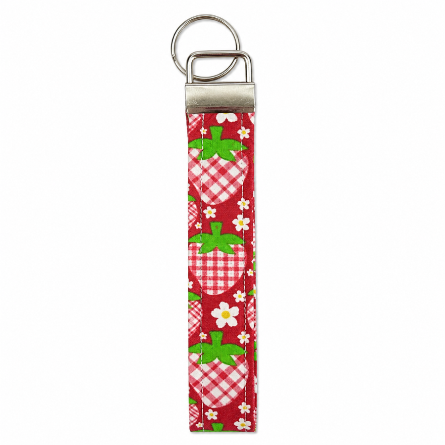 Strawberry Keychain Wristlet, Cute Strawberry Keystrap, Fabric Keystrap, Cute and Trendy Accessories
