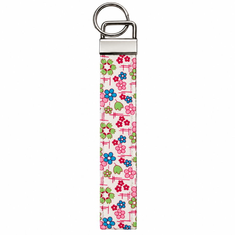 Floral Keychain Wristlet, Colorful Flowers, Cute Keychain Strap, Accessories