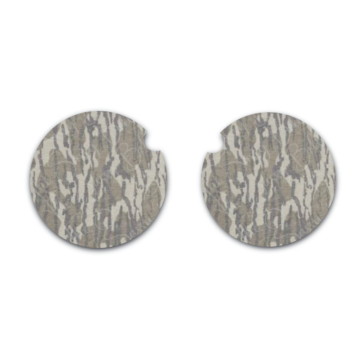 Bottomland Inspired Camo Car Coasters - Washed Out, Neoprene Car Coasters, Set of Two, Interior Auto Accessories