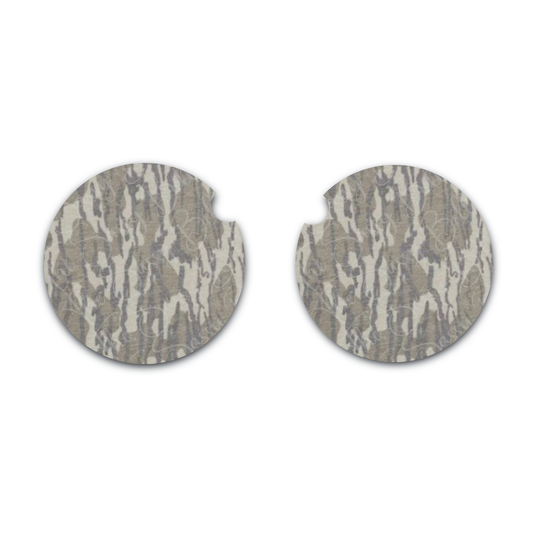 Bottomland Inspired Camo Car Coasters - Washed Out, Neoprene Car Coasters, Set of Two, Interior Auto Accessories