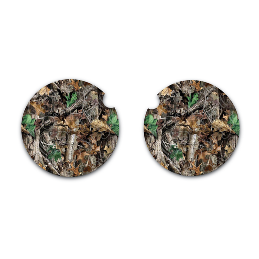 Camo Car Coasters, Advantage Inspired Camouflage, Neoprene Coasters Set of Two, Interior Auto Accessories