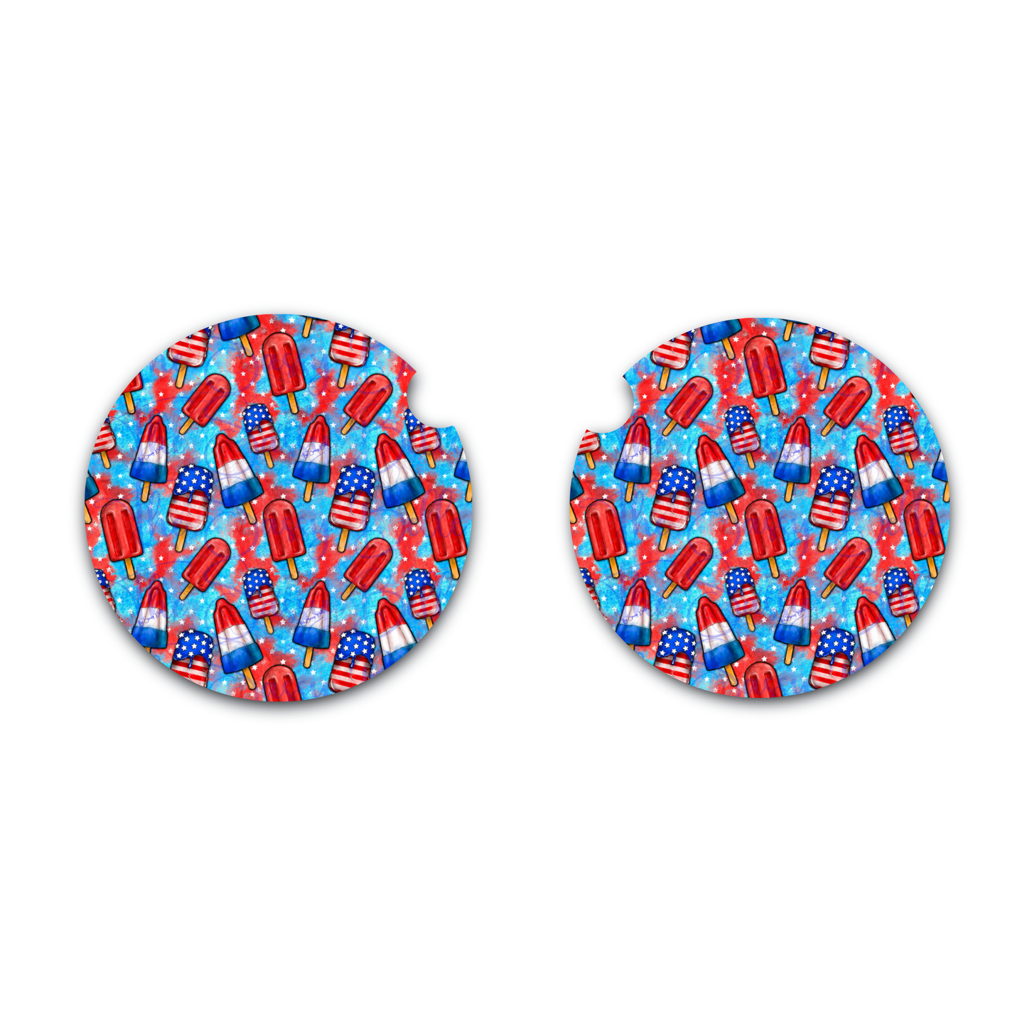 Fourth of July Car Coasters, Neoprene Coasters, Set of Two, Interior Auto Accessories