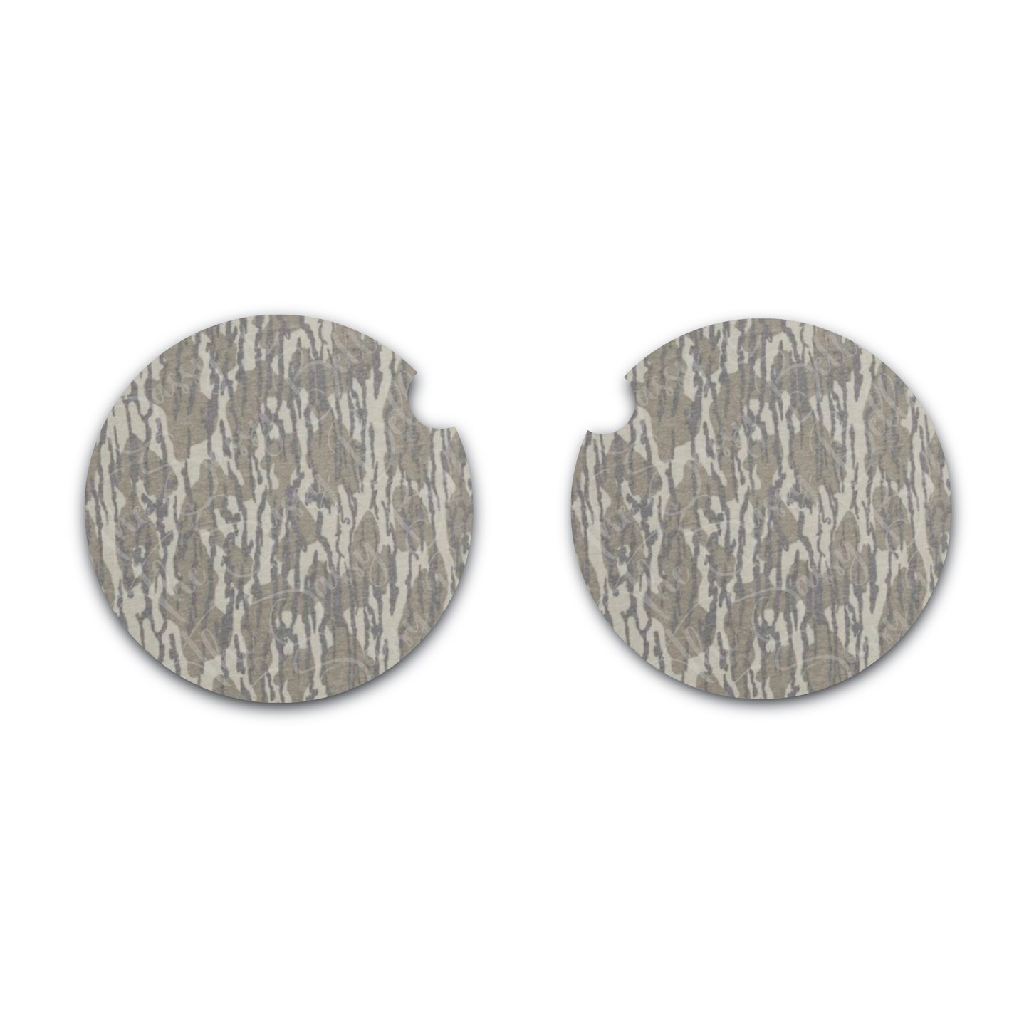 Bottomland Inspired Camo Car Coasters - Washed Out, Neoprene Car Coasters, Set of Two, Interior Auto Accessories