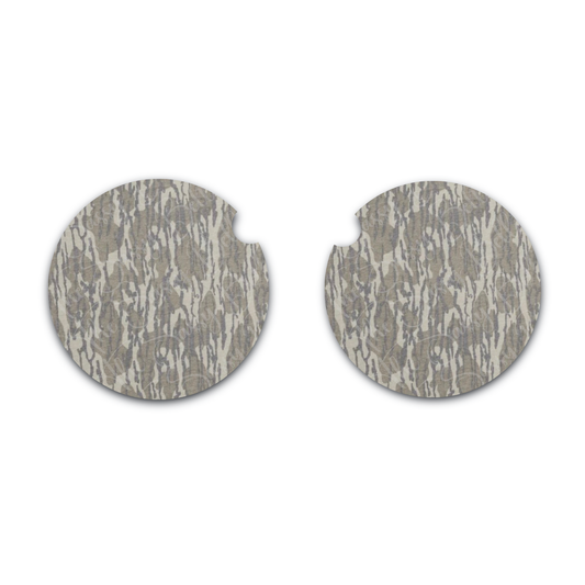 Bottomland Inspired Camo Car Coasters - Washed Out, Neoprene Car Coasters, Set of Two, Interior Auto Accessories