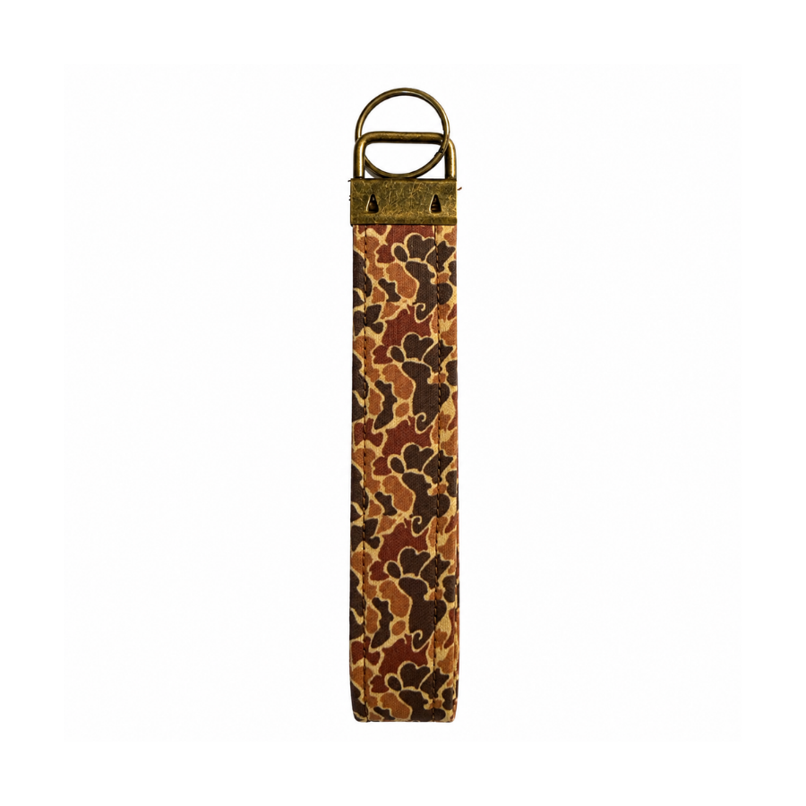 Camo Keychain Strap | Old School Brown Duck Camouflage | Handmade Cotton 5.5" Keychain | Car Key Holder