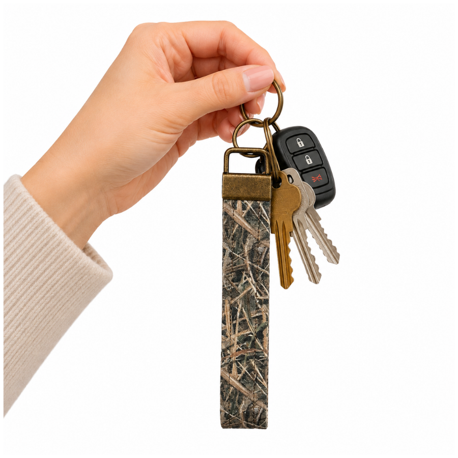 Camo Keychain Strap, Shadowgrass Inspired Camo, Handmade Cotton 5.5" Keychain, Car Key Holder