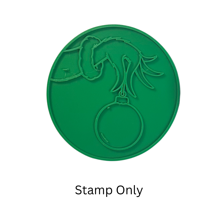 Grinch Holding Christmas Ornament Cookie Cutter & Stamp Set | Christmas Cookie Cutter | Holiday Baking Tool