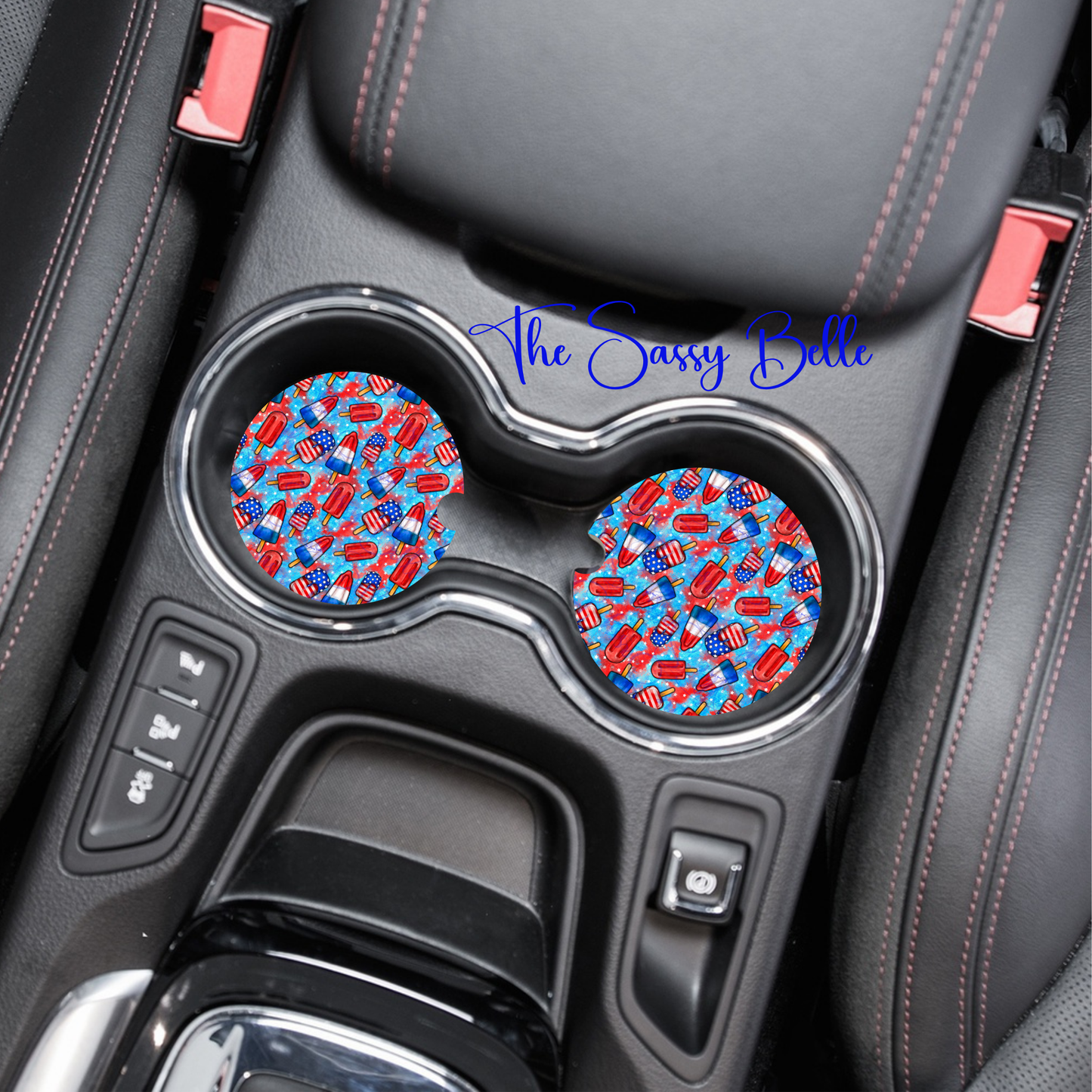 Fourth of July Car Coasters, Neoprene Coasters, Set of Two, Interior Auto Accessories