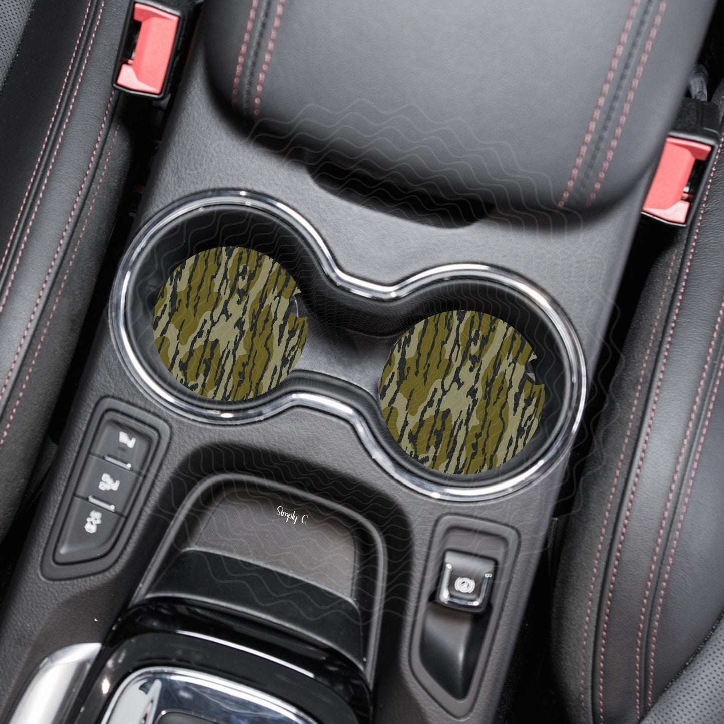 Bottomland Inspired Camo Car Coasters, Interior Auto Accessories, Set of Two