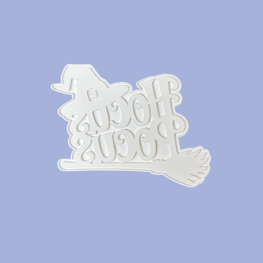 Hocus Pocus Cookie Cutter & Stamp | Halloween Cookie Cutter | Witch Hat & Broom | 3D Printed PLA | Available as Cutter, Stamp, or Complete Set