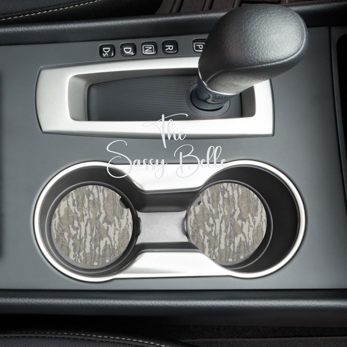 Bottomland Inspired Camo Car Coasters - Washed Out, Neoprene Car Coasters, Set of Two, Interior Auto Accessories
