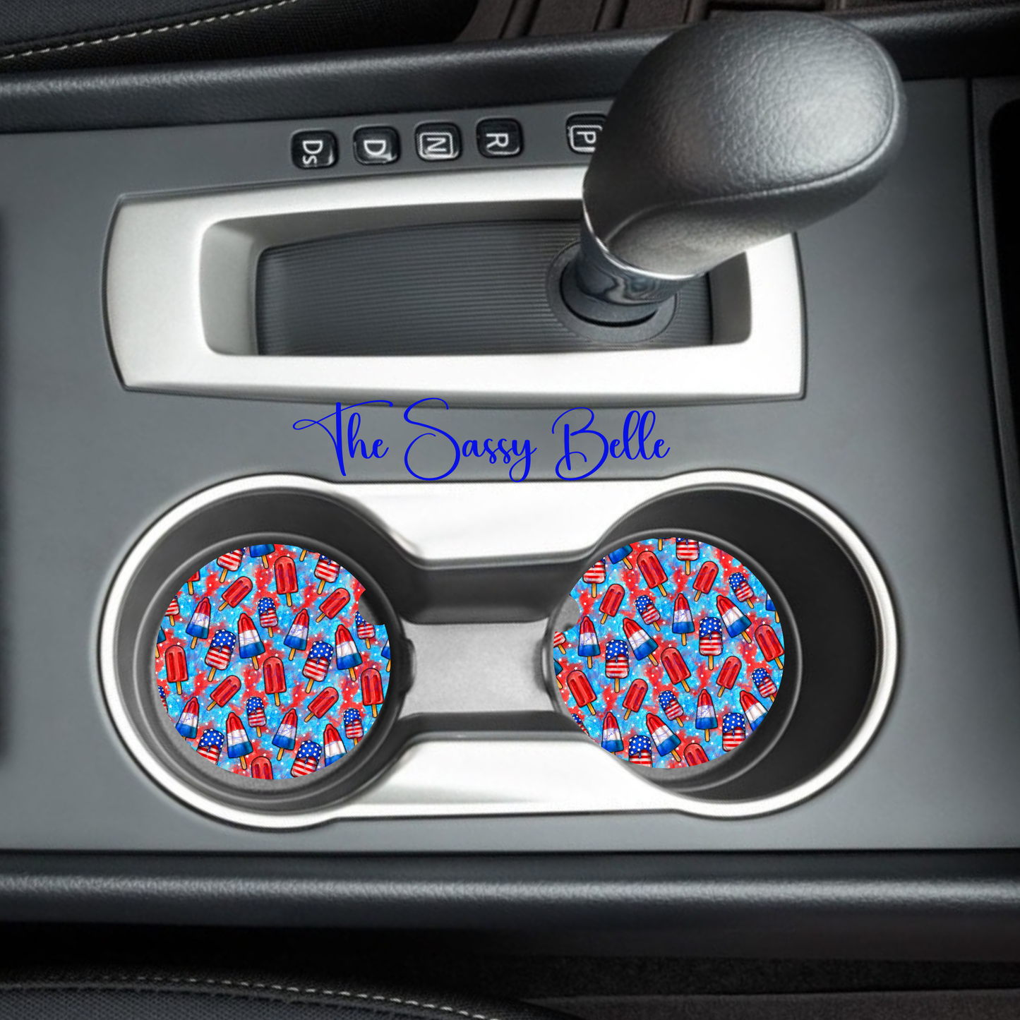 Fourth of July Car Coasters, Neoprene Coasters, Set of Two, Interior Auto Accessories