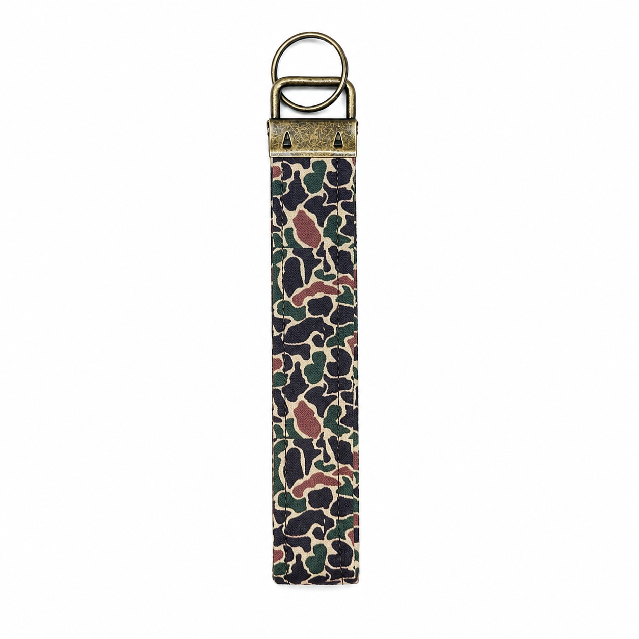 Camo Keychain Strap, Old School Dark Green Duck Camouflage, Handmade Cotton 5.5" Keychain,  Car Key Holder