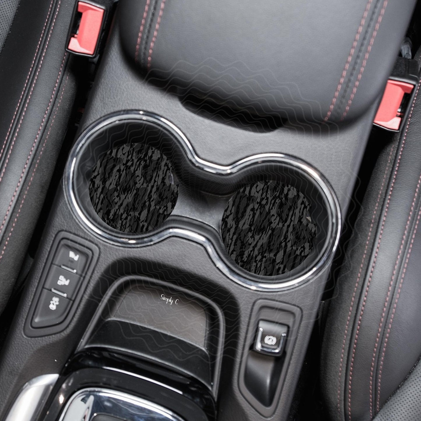 Blackout Bottomland Inspired Camo Car Coasters, Neoprene Cup Inserts Set of Two, Auto Accessories
