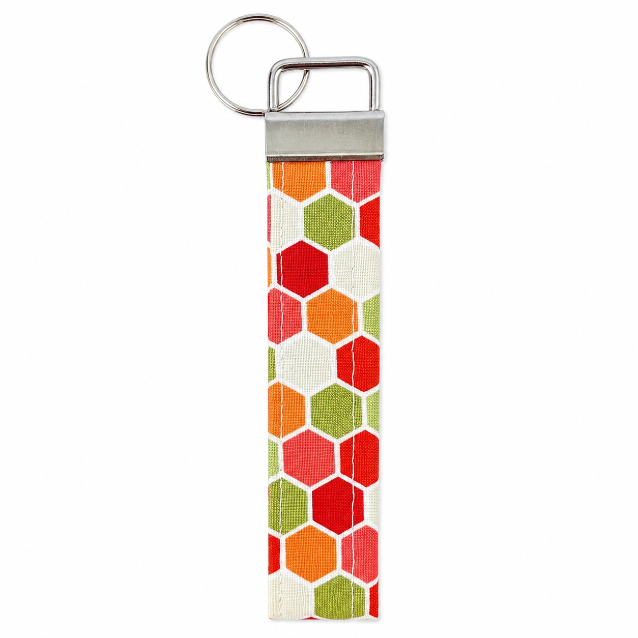 Retro Honeycomb Keychain Wristlet, Handmade Fabric Keychain, Cute and Trendy Accessories