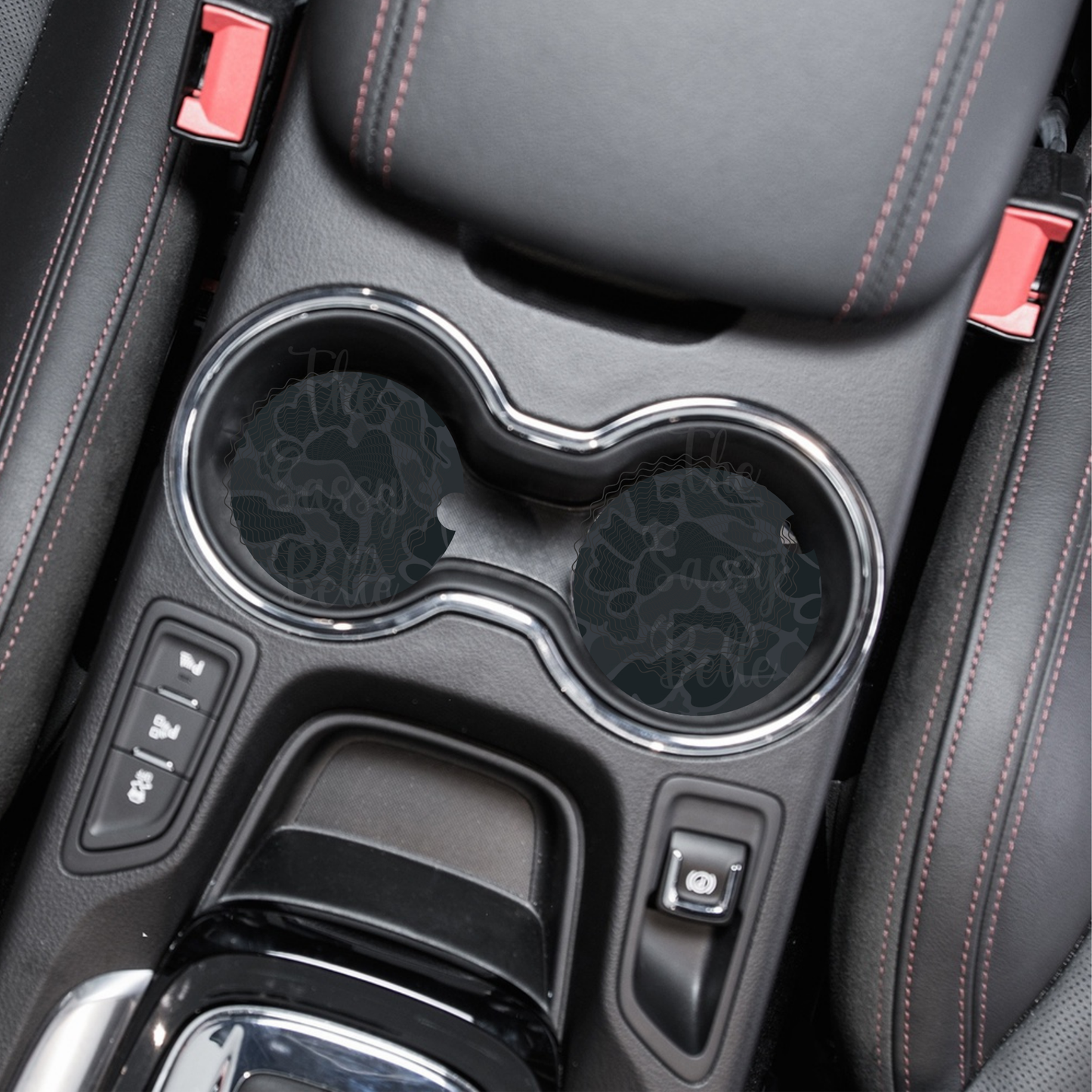 Blackout Old School Camo Car Coasters, Neoprene Car Coasters, Car Cup Holder, Set of Two, Auto Accessories