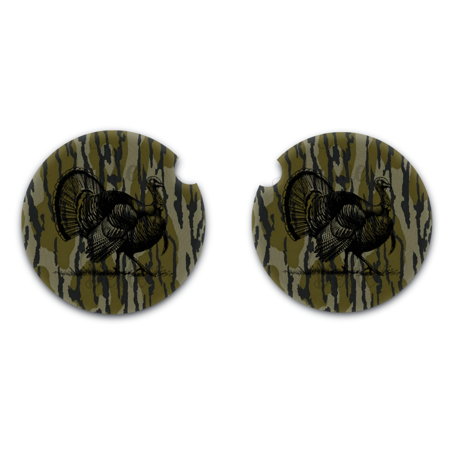 Turkey Camo Car Coasters, Set of Two Design, Interior Auto Accessories, Cup Holder Insert
