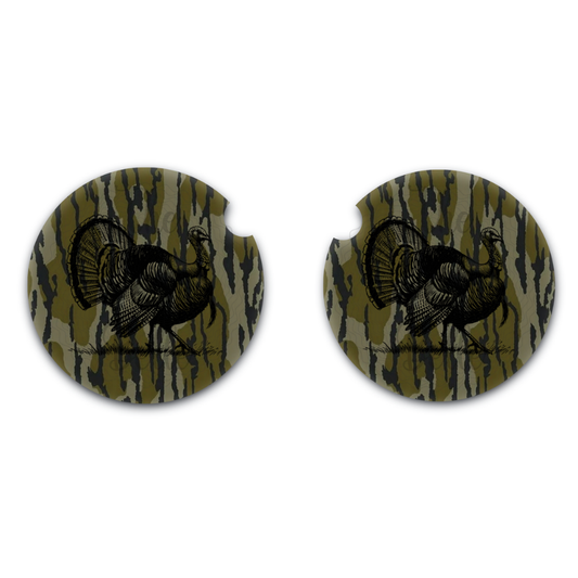 Turkey Camo Car Coasters, Set of Two Design, Interior Auto Accessories, Cup Holder Insert