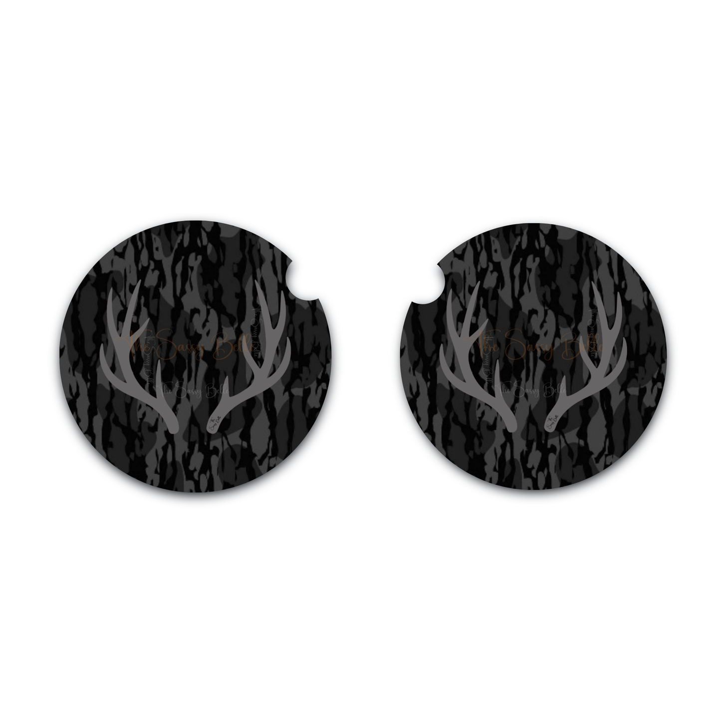 Blackout Bottomland Inspired Antler Car Coasters Set of 2 | Hunting Neoprene Cup Holder Coasters