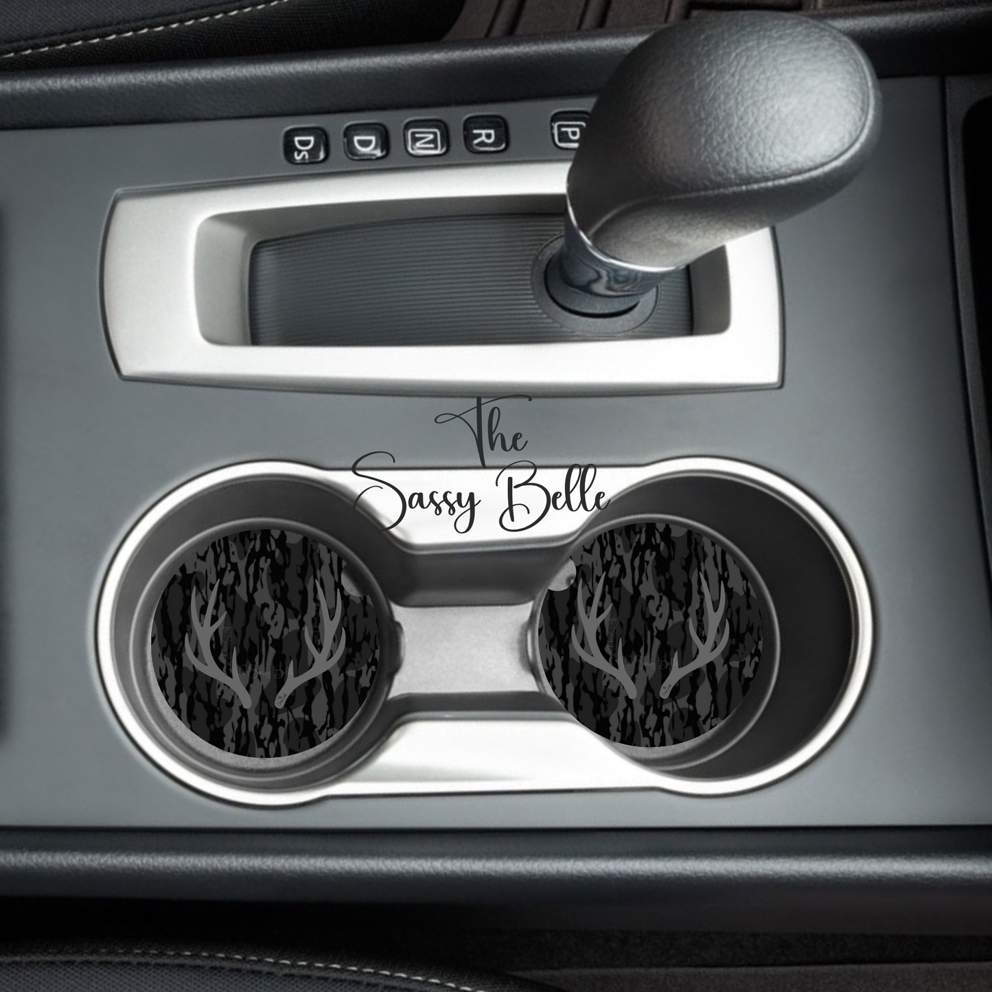 Blackout Bottomland Inspired Antler Car Coasters Set of 2 | Hunting Neoprene Cup Holder Coasters