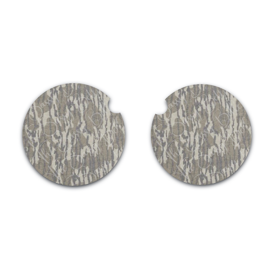 Bottomland Inspired Camo Car Coasters - Washed Out, Neoprene Car Coasters, Set of Two, Interior Auto Accessories