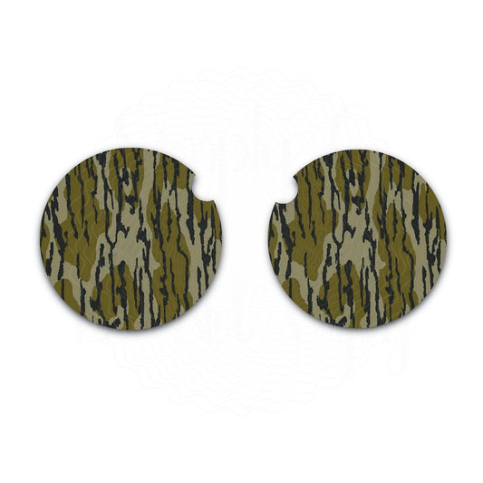 Bottomland Inspired Camo Car Coasters, Interior Auto Accessories, Set of Two