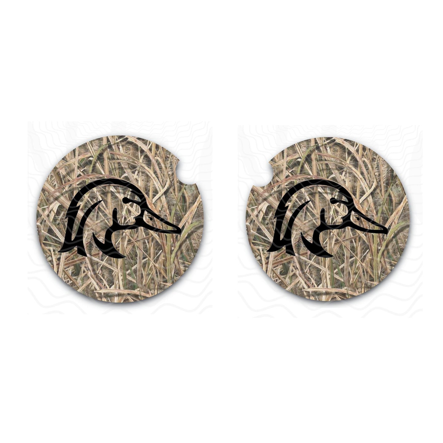 Shadow Grass With Wood Duck Camo Car Coaster, Car Cup Holder, Auto Accessories, Neoprene Car Coasters, Set of Two