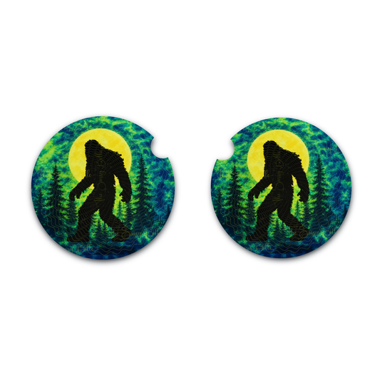 Big Foot Car Coasters, Soft and Flexible Neoprene Car Cup Inserts, Set of Two, Interior Auto Accessories, Big Foot Fan Gift
