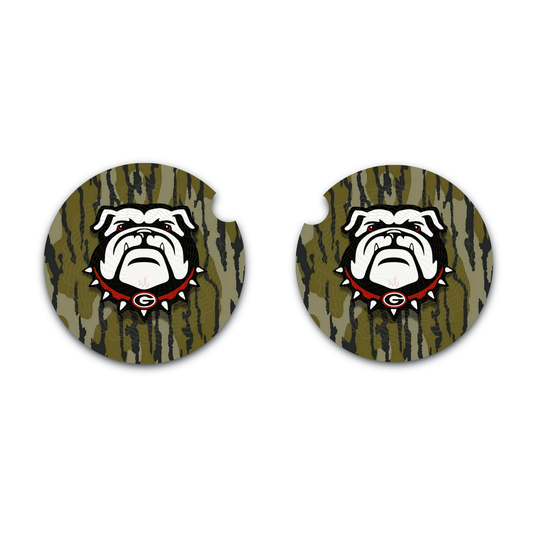 Bulldog Camo Car Coasters Set of 2 Neoprene Vehicle Cup Holder Inserts