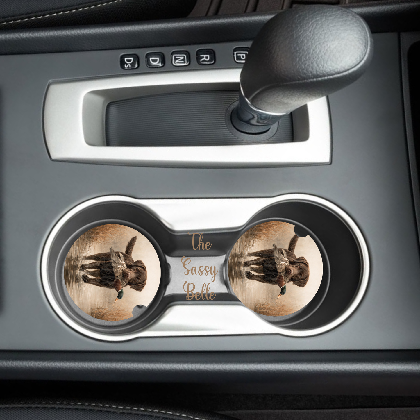 Chocolate Lab Duck Hunting Car Coasters, Soft and Flexible Neoprene Coasters, Interior Auto Accessories, Duck Hunter Gift