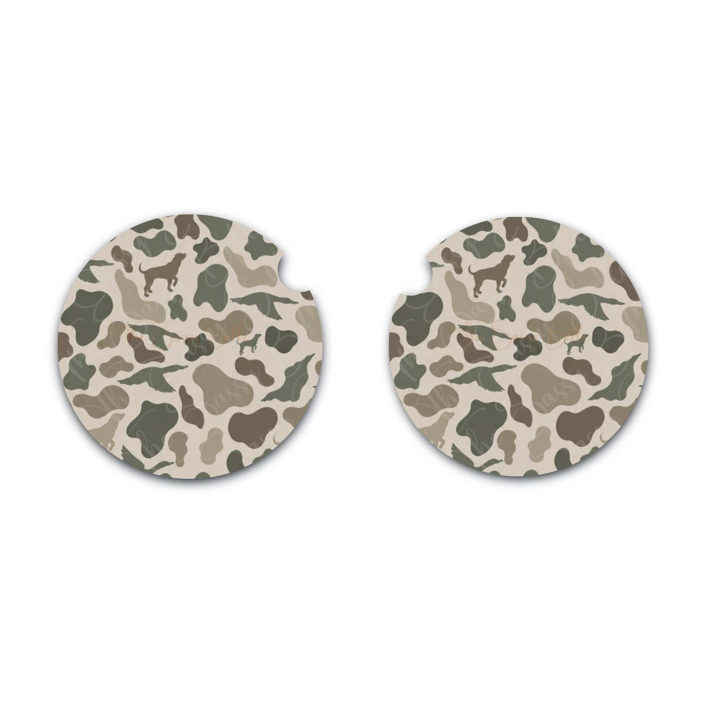 Duck Hunting Camo Car Coasters Set of 2 – Waterfowl Hunter Neoprene Cup Holder Coasters, Hunting Truck Accessories