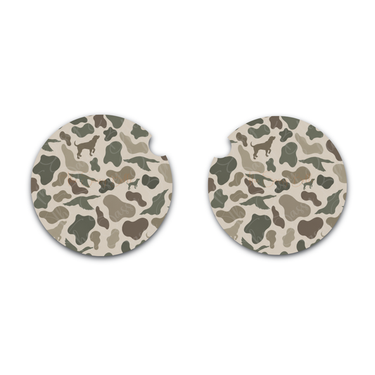 Duck Hunting Camo Car Coasters Set of 2 – Waterfowl Hunter Neoprene Cup Holder Coasters, Hunting Truck Accessories