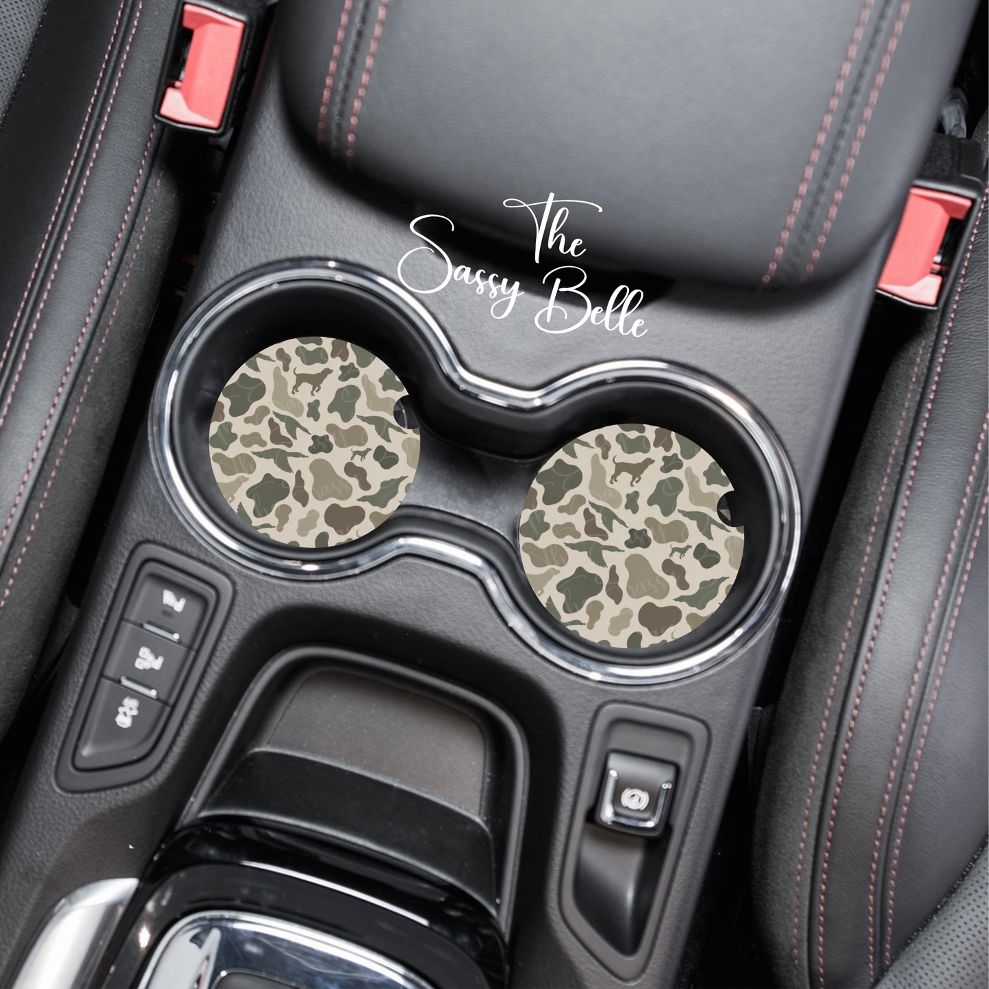 Duck Hunting Camo Car Coasters Set of 2 – Waterfowl Hunter Neoprene Cup Holder Coasters, Hunting Truck Accessories