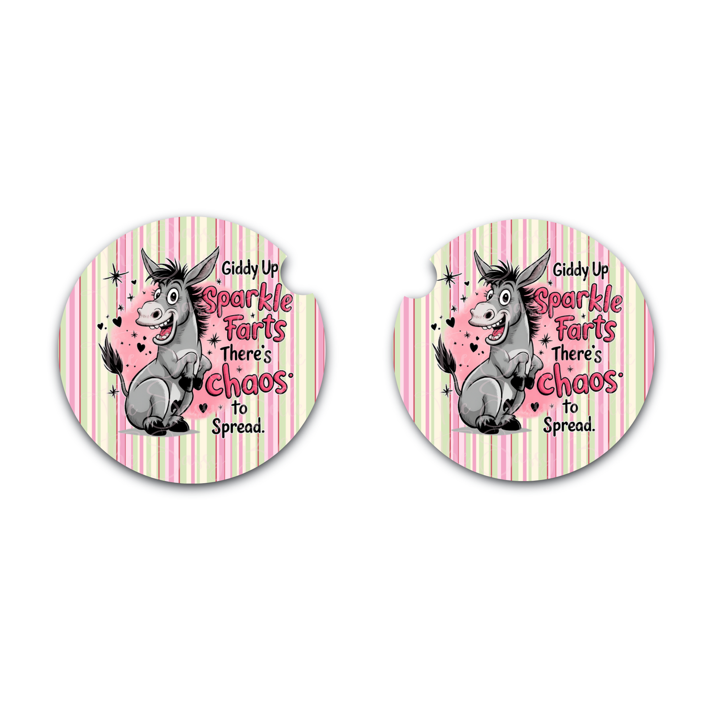 Funny Donkey Car Coasters, Neoprene Absorbent Cup Holder Inserts, Country Girl Car Accessories, Gag Gift for Women, Funny Gift, Set of Two, Adult Humor