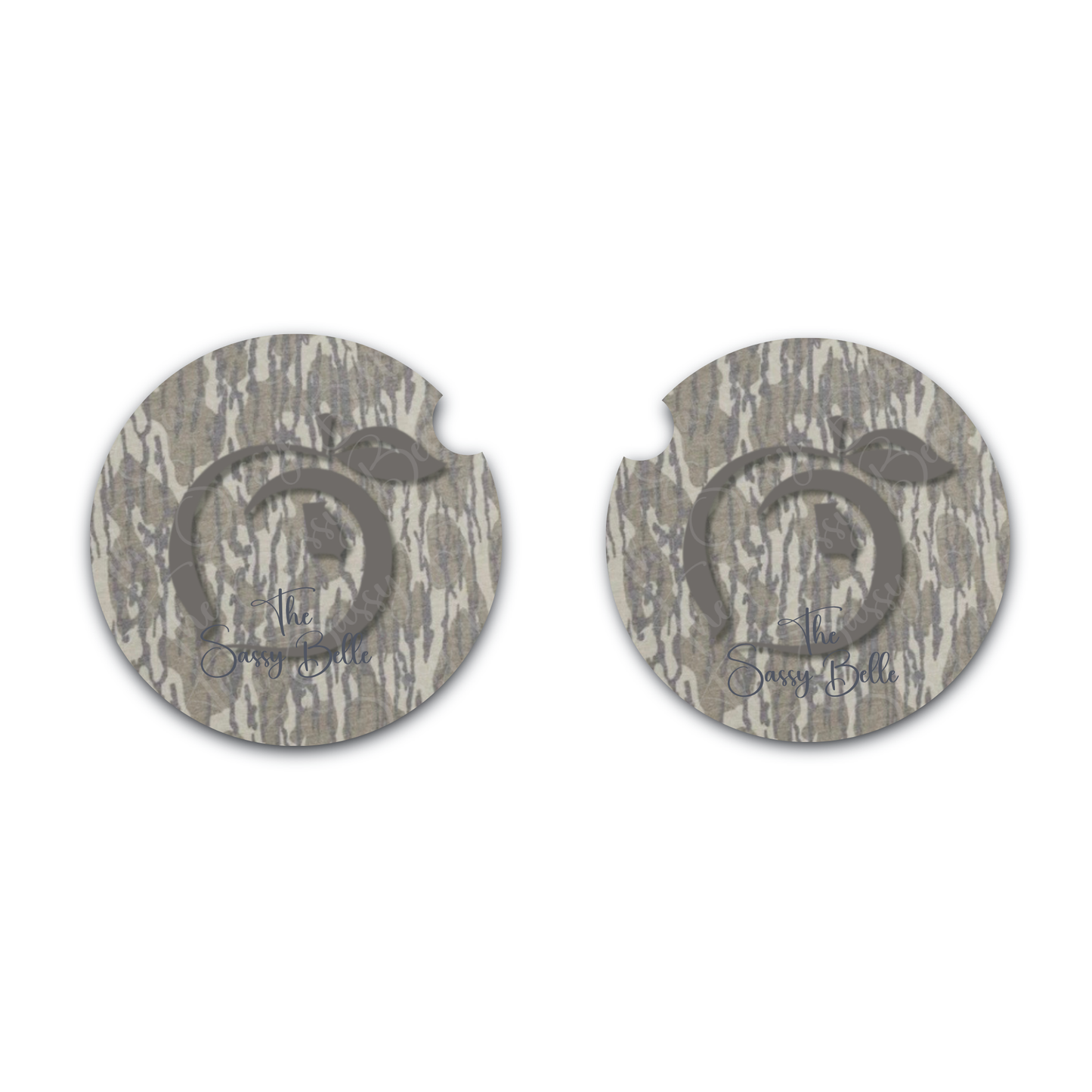 Camo Car Coasters, Washed Out Bottomland Inspired State of Georgia, Neoprene Car Cup Inserts, Two Pack