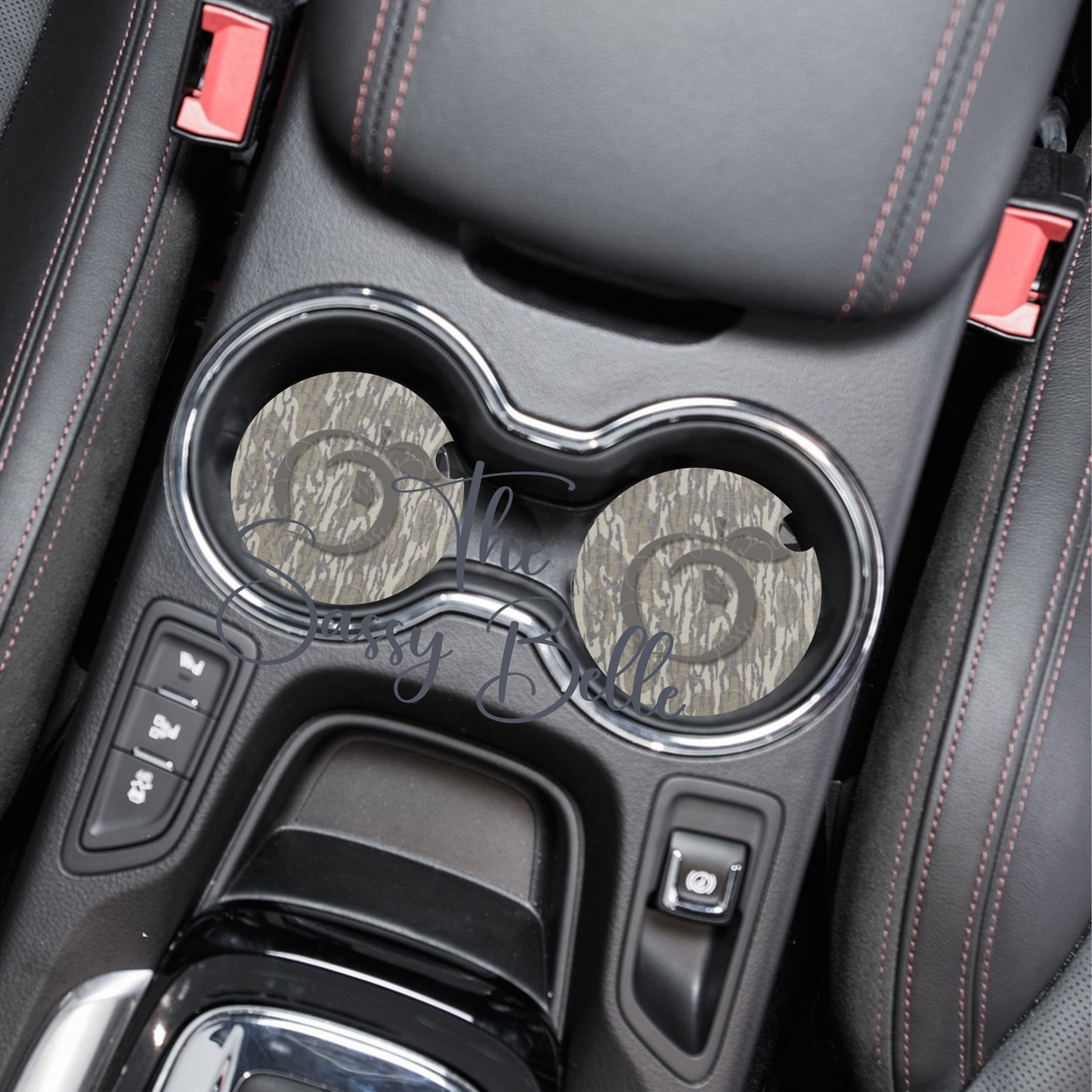 Camo Car Coasters, Washed Out Bottomland Inspired State of Georgia, Neoprene Car Cup Inserts, Two Pack