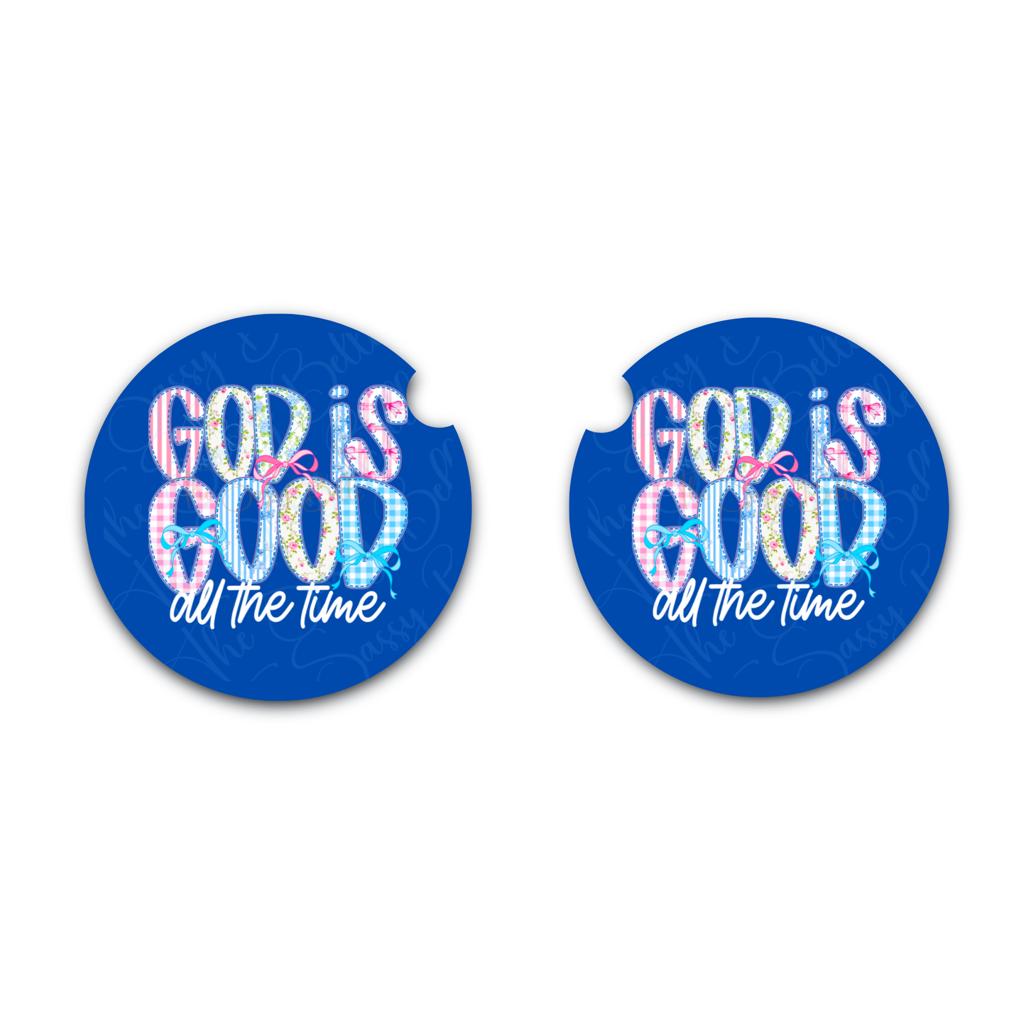 God Is Good All the Time Car Coasters Set of 2 – Christian Faith Neoprene Cup Holder Coasters, Inspirational Religious Car Accessories