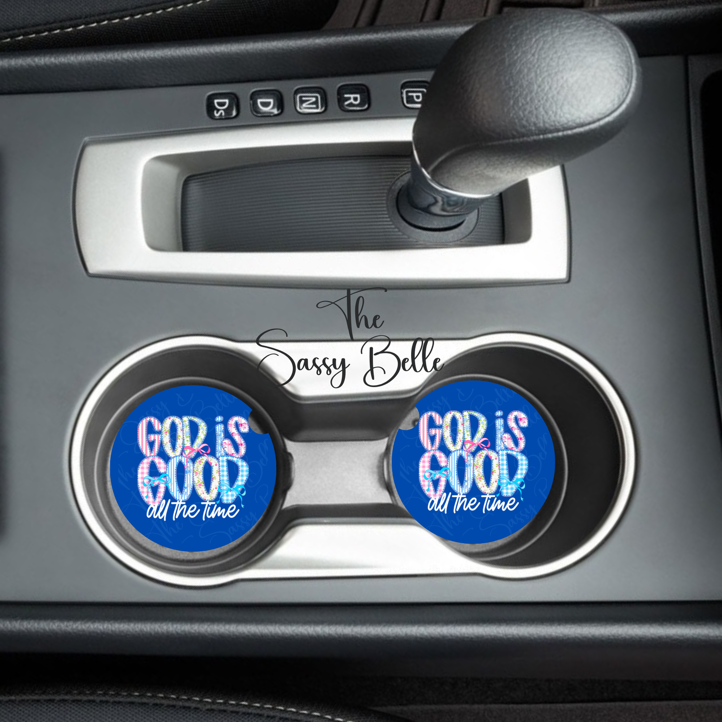 God Is Good All the Time Car Coasters Set of 2 – Christian Faith Neoprene Cup Holder Coasters, Inspirational Religious Car Accessories