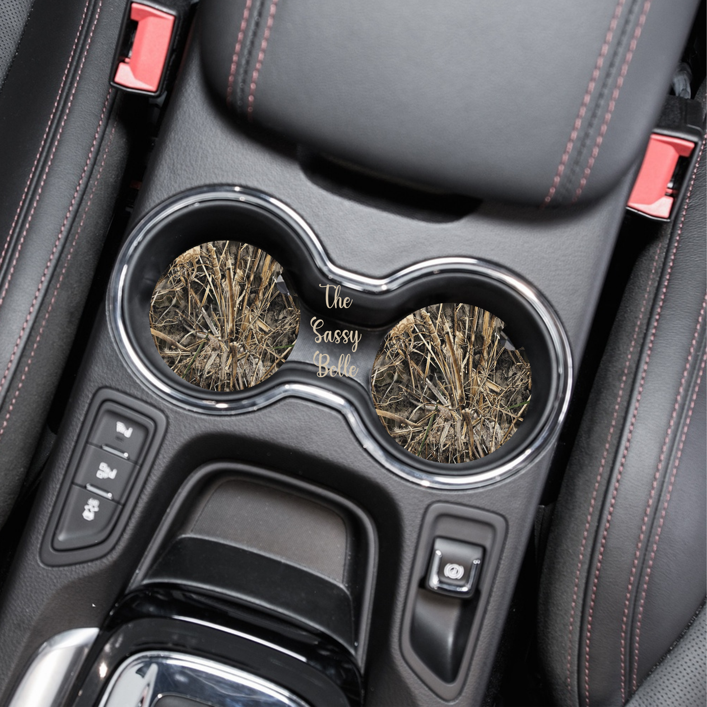 Max Seven Inspired Camoflauge Car Coasters, Neoprene Car Coasters Set of Two, Interior Auto Accessories