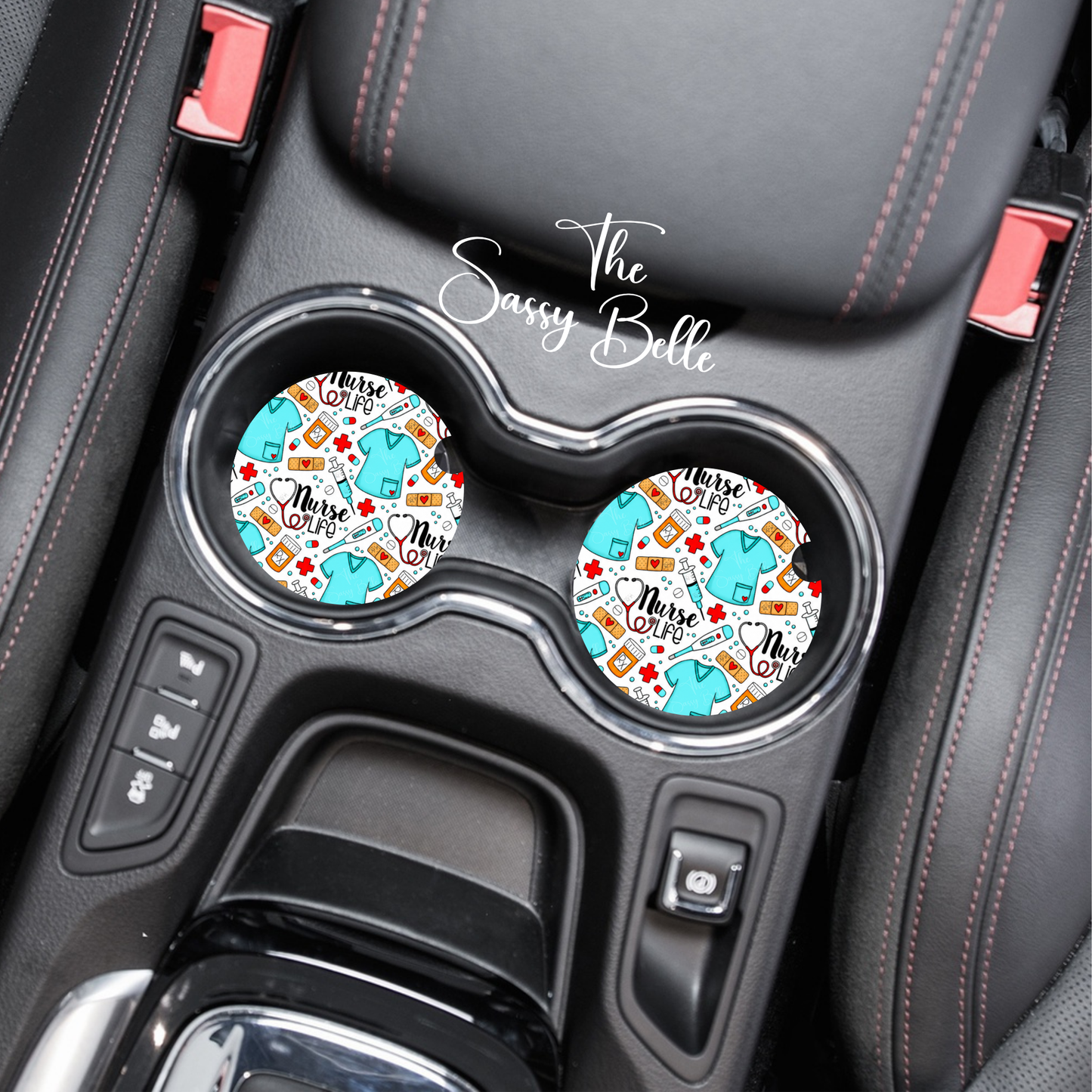 Nurse Life Car Coasters Set of 2 | Nurse Gift Neoprene Cup Holder Coasters for Nurses