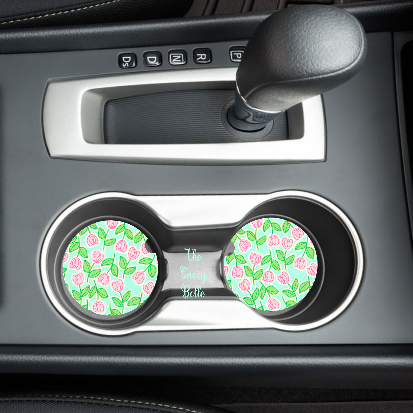 Tulip Floral Car Coaster, Neoprene Car Coasters, Interior Auto Accessories, Cute and Floral Vehicle Decor