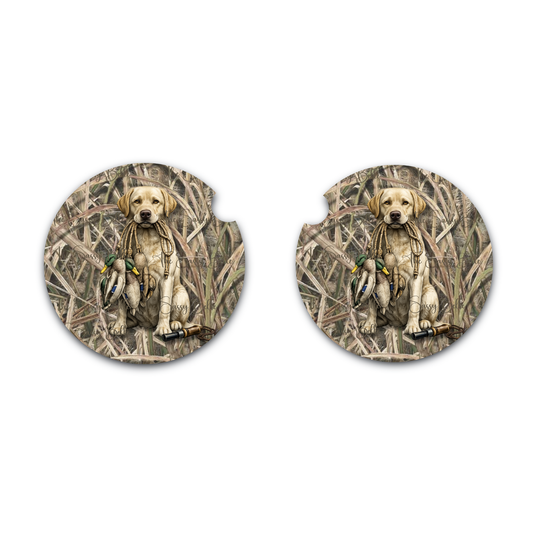 Yellow Lab Duck Hunting Car Coasters | Hunting Dog Cup Holder Coasters | Duck Hunter Vehicle Accessories | Set of Two (Copy) (Copy)